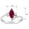 Ruby Ring: 1/2 Carat Marquise Shape Created Ruby and Diamond Ring In Sterling Silver Image-5