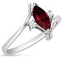 Garnet Ring: 1/2 Carat Marquise Shape Garnet and Diamond Ring In Sterling Silver Image-2