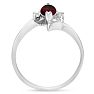 Garnet Ring: 1/2 Carat Marquise Shape Garnet and Diamond Ring In Sterling Silver Image-3