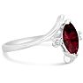 Garnet Ring: 1/2 Carat Marquise Shape Garnet and Diamond Ring In Sterling Silver Image-4
