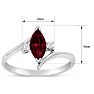 Garnet Ring: 1/2 Carat Marquise Shape Garnet and Diamond Ring In Sterling Silver Image-5