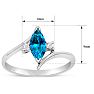 Blue Topaz Ring: 1/2 Carat Marquise Shape Blue Topaz and Diamond Ring In Sterling Silver Image-5