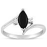 Black Onyx Ring: 1/2 Carat Marquise Shape Black Onyx and Diamond Ring In Sterling Silver Image-1