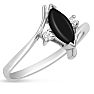 Black Onyx Ring: 1/2 Carat Marquise Shape Black Onyx and Diamond Ring In Sterling Silver Image-2