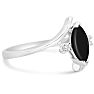 Black Onyx Ring: 1/2 Carat Marquise Shape Black Onyx and Diamond Ring In Sterling Silver Image-4