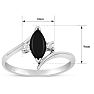 Black Onyx Ring: 1/2 Carat Marquise Shape Black Onyx and Diamond Ring In Sterling Silver Image-5
