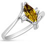 Citrine Ring: 1/2 Carat Marquise Shape Citrine and Diamond Ring In Sterling Silver Image-2