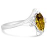 Citrine Ring: 1/2 Carat Marquise Shape Citrine and Diamond Ring In Sterling Silver Image-4