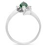 Emerald Ring: 1/2 Carat Marquise Shape Created Emerald and Diamond Ring In Sterling Silver Image-3