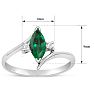 Emerald Ring: 1/2 Carat Marquise Shape Created Emerald and Diamond Ring In Sterling Silver Image-5