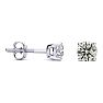 Estate Jewelry AGS Certified 1/3 Carat Diamond Stud Earrings In 14 Karat White Gold Image-1