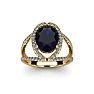 2 Carat Oval Shape Sapphire and Halo Diamond Ring In 14 Karat Yellow Gold Image-1