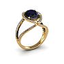 2 Carat Oval Shape Sapphire and Halo Diamond Ring In 14 Karat Yellow Gold Image-2