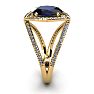 2 Carat Oval Shape Sapphire and Halo Diamond Ring In 14 Karat Yellow Gold Image-3