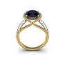 2 Carat Oval Shape Sapphire and Halo Diamond Ring In 14 Karat Yellow Gold Image-4