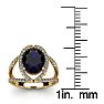 2 Carat Oval Shape Sapphire and Halo Diamond Ring In 14 Karat Yellow Gold Image-5