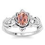 3/4 Carat Oval Shape Morganite Ornate Ring In 14K White Gold Image-1