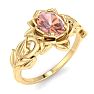 3/4 Carat Oval Shape Morganite Ornate Ring In 14K Yellow Gold Image-2