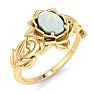3/4 Carat Oval Shape Opal Ring with Floral Design In 14K Yellow Gold Image-2