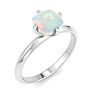 1 Carat Cushion Shape Opal Ring In 14K White Gold Image-2