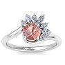 1-1/4 Carat Morganite and Marquise Crown Halo Diamond Ring In 14K White Gold Image-1