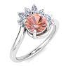 1-1/4 Carat Morganite and Marquise Crown Halo Diamond Ring In 14K White Gold Image-2