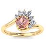 1-1/4 Carat Morganite and Marquise Crown Halo Diamond Ring In 14K Yellow Gold Image-1