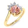 1-1/4 Carat Morganite and Marquise Crown Halo Diamond Ring In 14K Yellow Gold Image-2