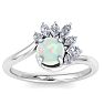 1-1/4 Carat Opal Ring with Marquise Diamond Crown Halo In 14K White Gold Image-1