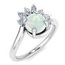 1-1/4 Carat Opal Ring with Marquise Diamond Crown Halo In 14K White Gold Image-2