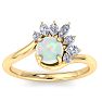 1-1/4 Carat Opal Ring with Marquise Diamond Crown Halo In 14K Yellow Gold Image-1