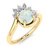 1-1/4 Carat Opal Ring with Marquise Diamond Crown Halo In 14K Yellow Gold Image-2