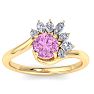 Pink Topaz Ring: 1 1/4 Carat Pink Topaz and Diamond Ring Image-1