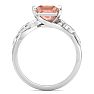 1-1/2 Carat Princess Shape Morganite Ornate Ring In 14K White Gold Image-3