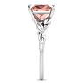 1-1/2 Carat Princess Shape Morganite Ornate Ring In 14K White Gold Image-4