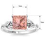 1-1/2 Carat Princess Shape Morganite Ornate Ring In 14K White Gold Image-5