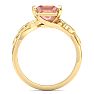 1-1/2 Carat Princess Shape Morganite Ornate Ring In 14K Yellow Gold Image-3