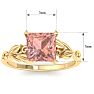 1-1/2 Carat Princess Shape Morganite Ornate Ring In 14K Yellow Gold Image-5