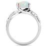 1-1/2 Carat Princess Shape Opal Ring with Floral Design In 14K White Gold Image-3