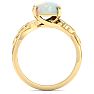 1-1/2 Carat Princess Shape Opal Ring with Floral Design In 14K Yellow Gold Image-3