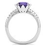 Amethyst Ring: 1 1/2 Carat Cushion Cut Amethyst and Diamond Ring Image-3