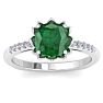 Emerald Ring: 1 1/2 Carat Cushion Cut Emerald and Diamond Ring Image-1