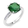 Emerald Ring: 1 1/2 Carat Cushion Cut Emerald and Diamond Ring Image-2