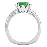 Emerald Ring: 1 1/2 Carat Cushion Cut Emerald and Diamond Ring Image-3