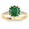 Emerald Ring: 1 1/2 Carat Cushion Cut Emerald and Diamond Ring Image-1