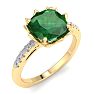 Emerald Ring: 1 1/2 Carat Cushion Cut Emerald and Diamond Ring Image-2