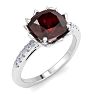 Garnet Ring: 1 1/2 Carat Cushion Cut Garnet and Diamond Ring Image-2