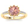 1-1/2 Carat Cushion Cut Morganite and Diamond Ring In 14K Yellow Gold Image-1
