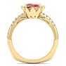 1-1/2 Carat Cushion Cut Morganite and Diamond Ring In 14K Yellow Gold Image-3