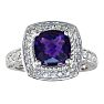 2 3/4ct TGW Amethyst and Diamond Ring in 14k White Gold Image-1